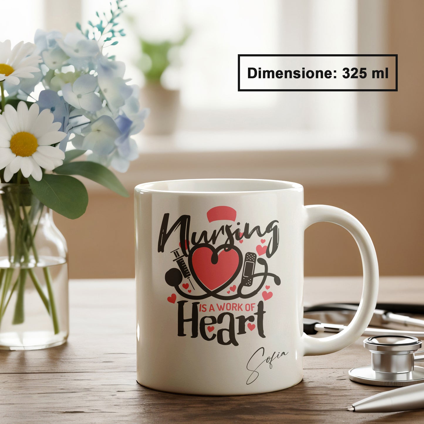 "Nursing is a work of heart" Tazza Infermieri – personalizzare mug