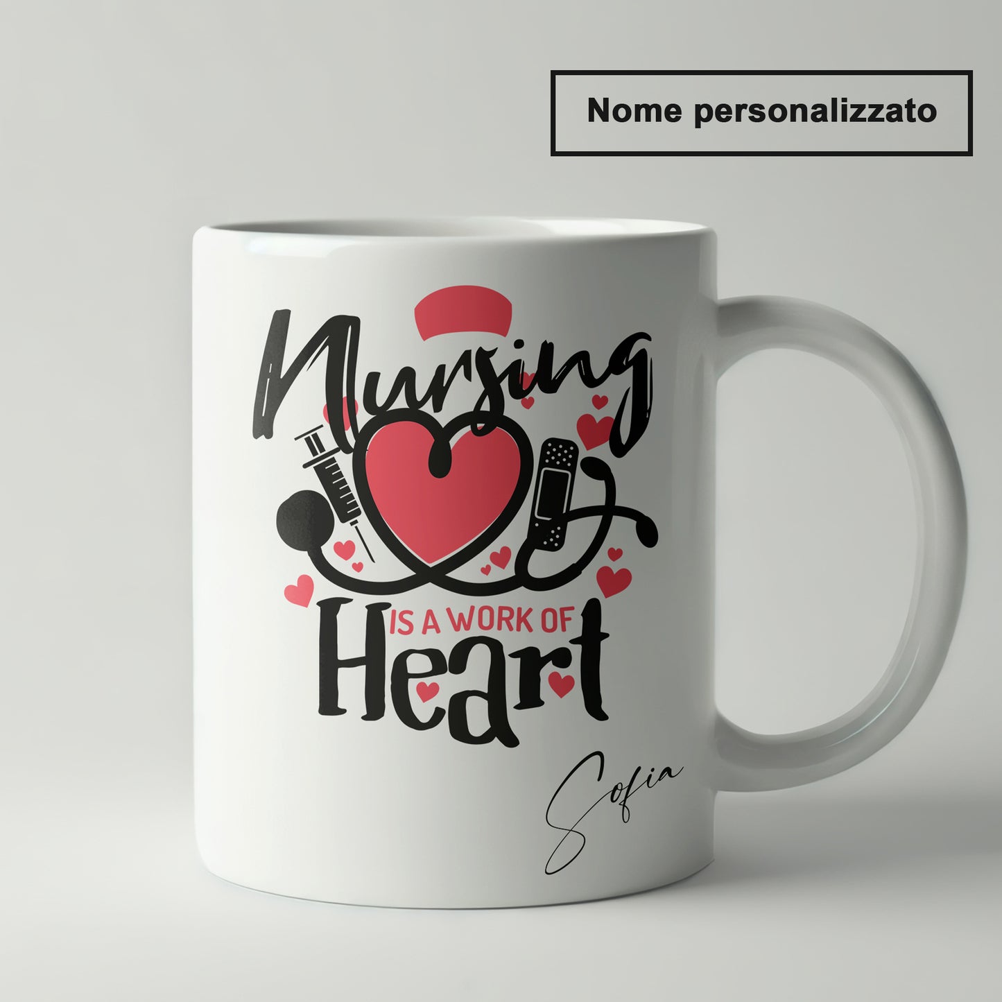 "Nursing is a work of heart" Tazza Infermieri – personalizzare mug