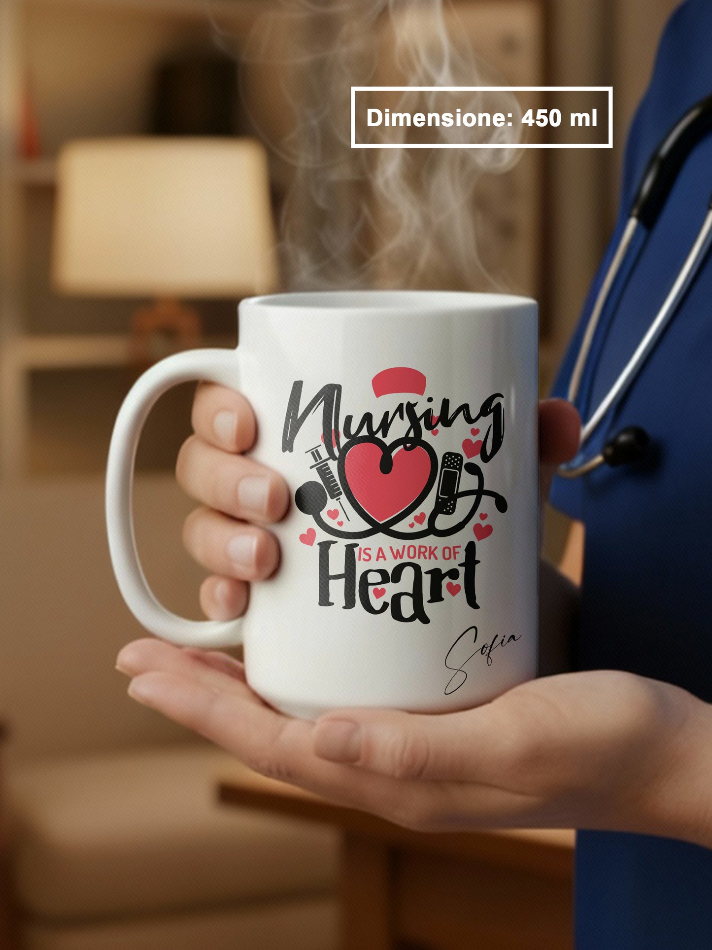 "Nursing is a work of heart" Tazza Infermieri – personalizzare mug