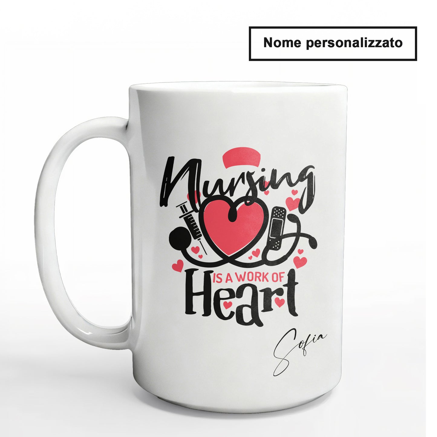 "Nursing is a work of heart" Tazza Infermieri – personalizzare mug