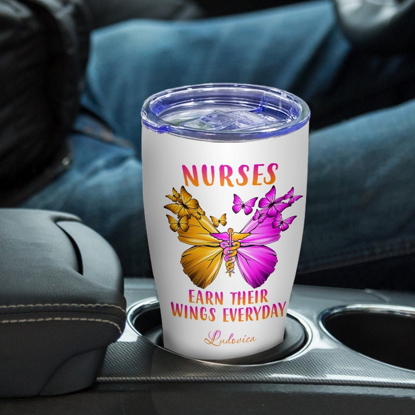 "Nurses Earn Their Wings Everyday" Tumble rInfermieri – custom tumbler