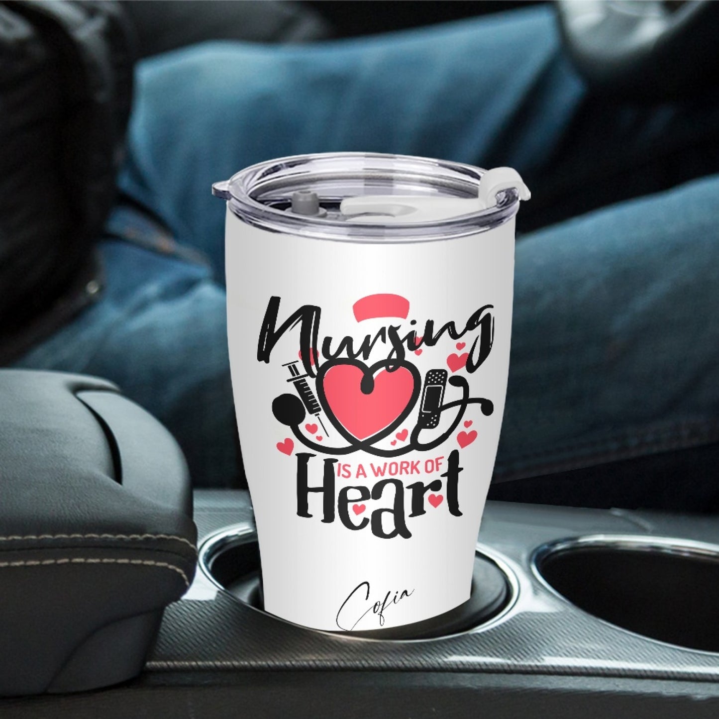"Nursing is a work of heart" Tumbler Infermieri – custom tumbler