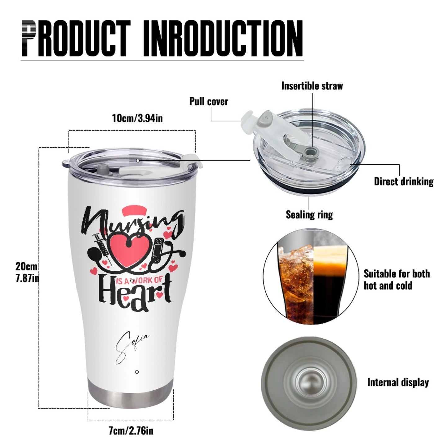 "Nursing is a work of heart" Tumbler Infermieri – custom tumbler
