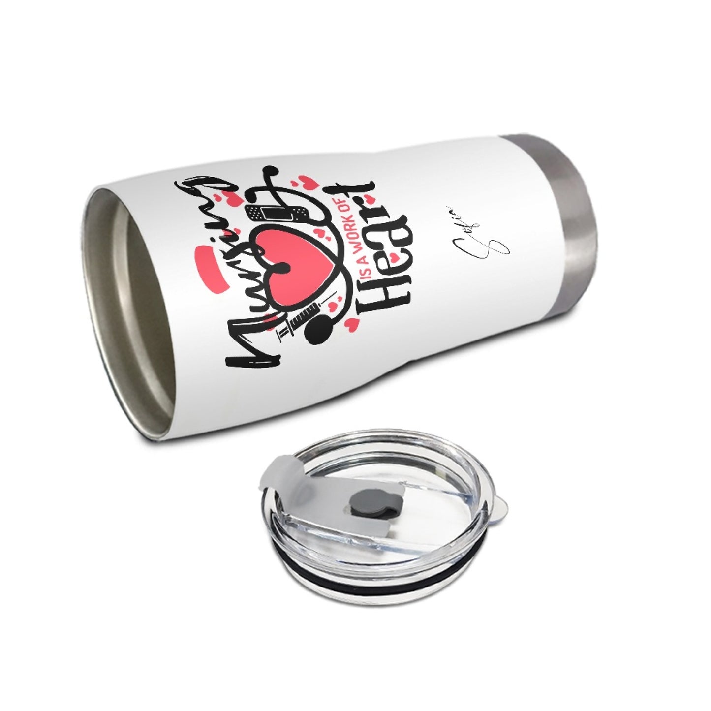 "Nursing is a work of heart" Tumbler Infermieri – custom tumbler