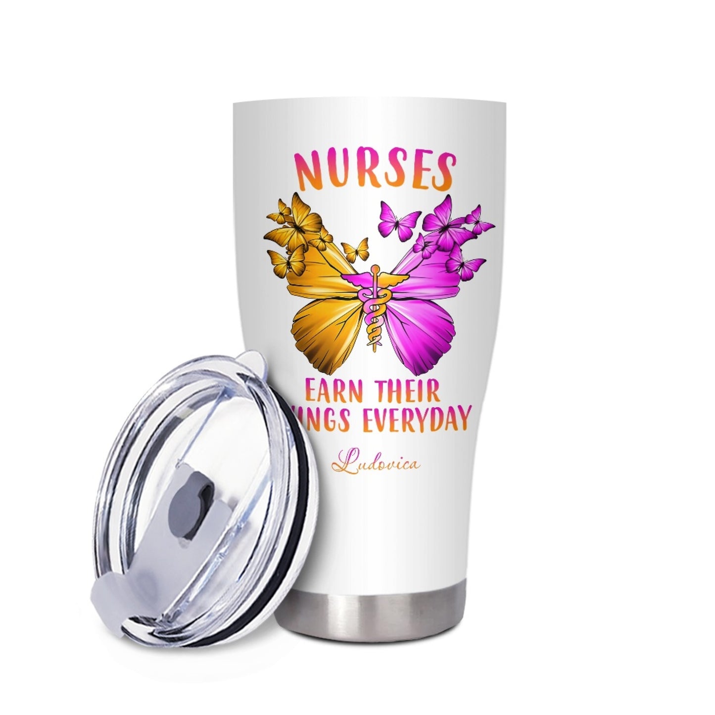 "Nurses Earn Their Wings Everyday" Tumble rInfermieri – custom tumbler