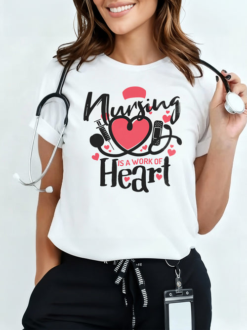 "Nursing is a work of heart" Maglietta Infermieri – Nurse T shirts