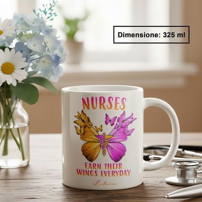 "Nurses Earn Their Wings Everyday" Tazza Infermieri – personalizzare mug