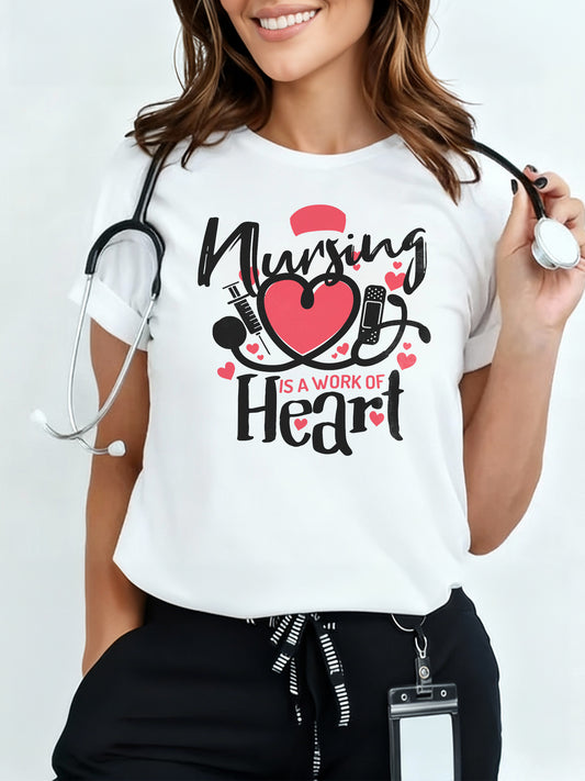 "Nursing is a work of heart" Maglietta Infermieri – Nurse T shirts